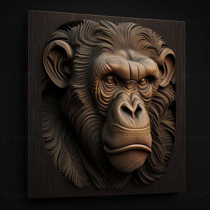 3D модель Знаменитое животное шимпанзе Конго (STL)